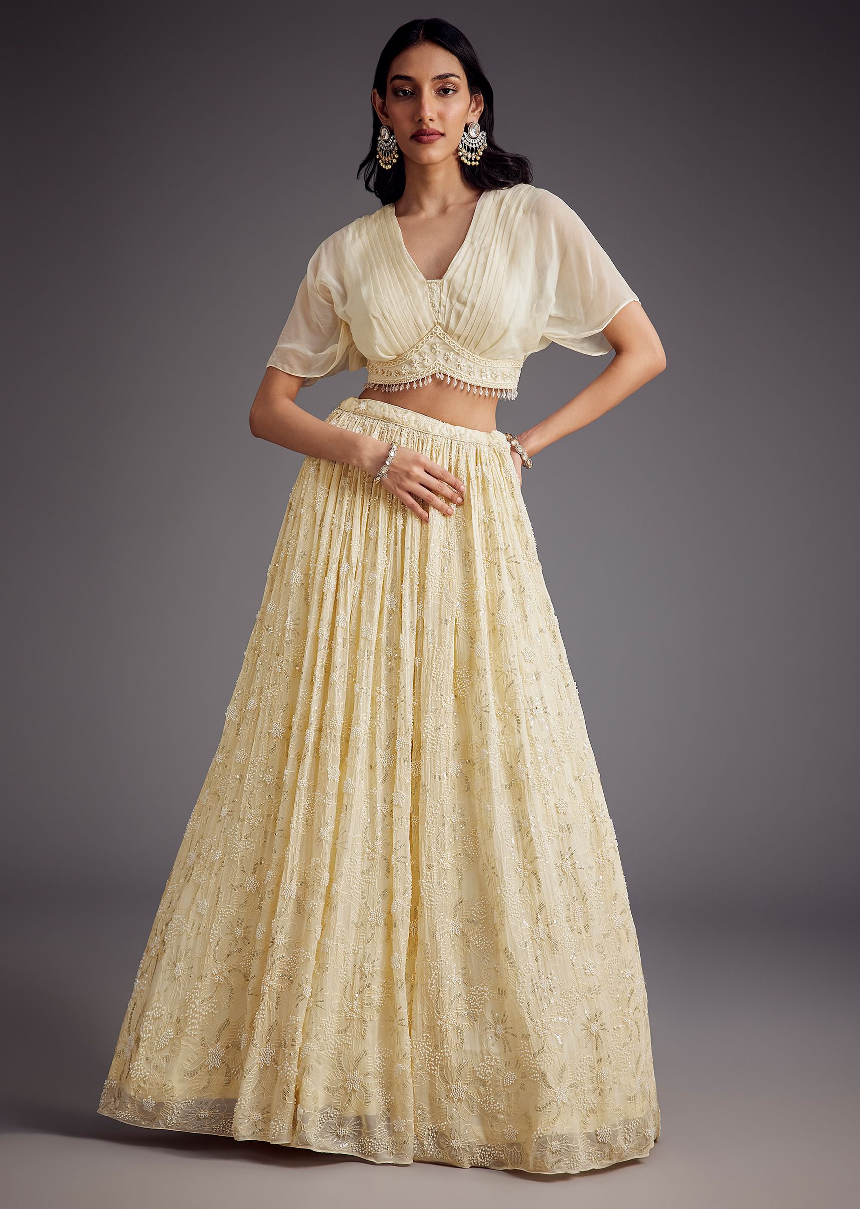 Ethereal Off-White Embroidered Pleated Lehenga - Image 5