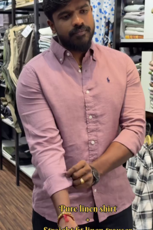 Men's Pure Linen Casual Shirt & Straight Fit Linen Trousers Set - Perfect for Summer Breezes