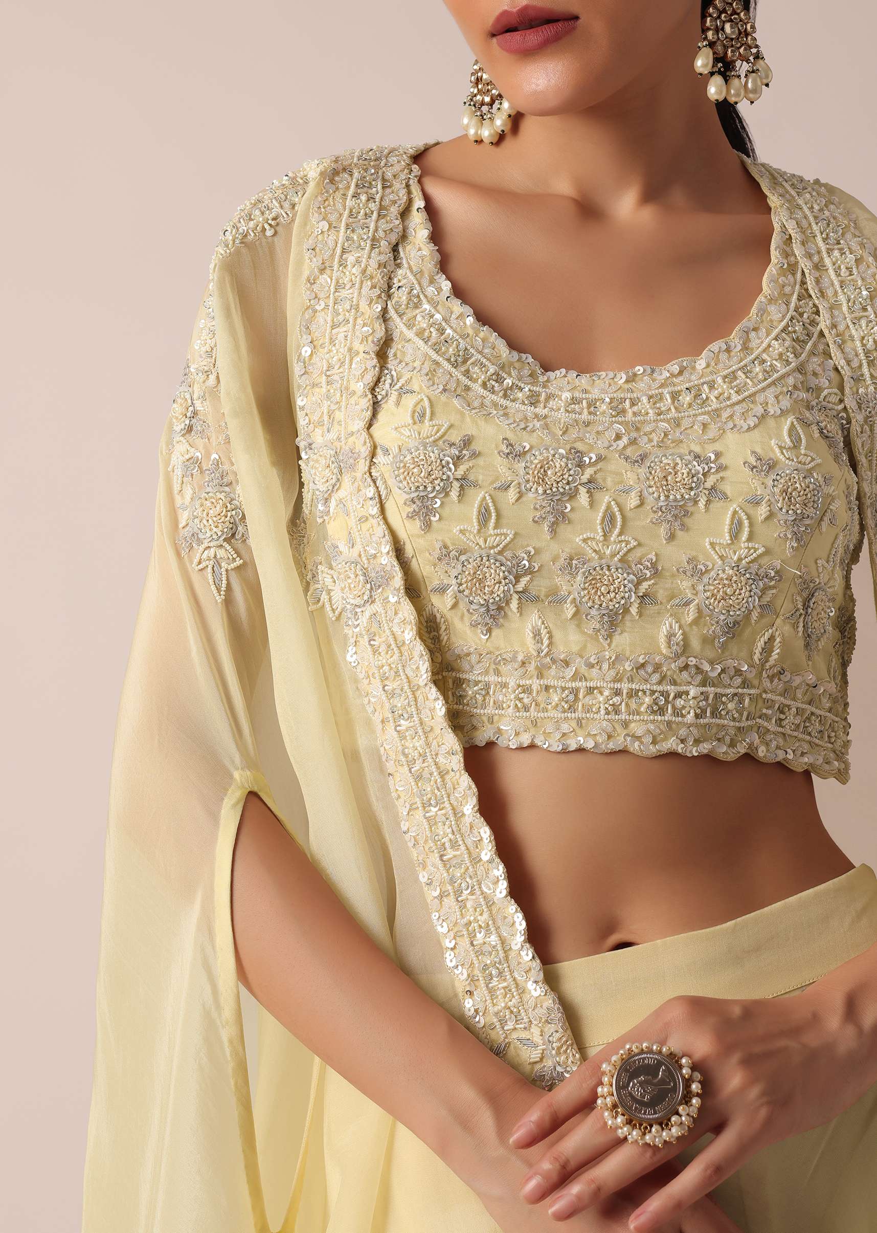 Sunlit Charm Yellow Organza Flared Lehenga - Image 3