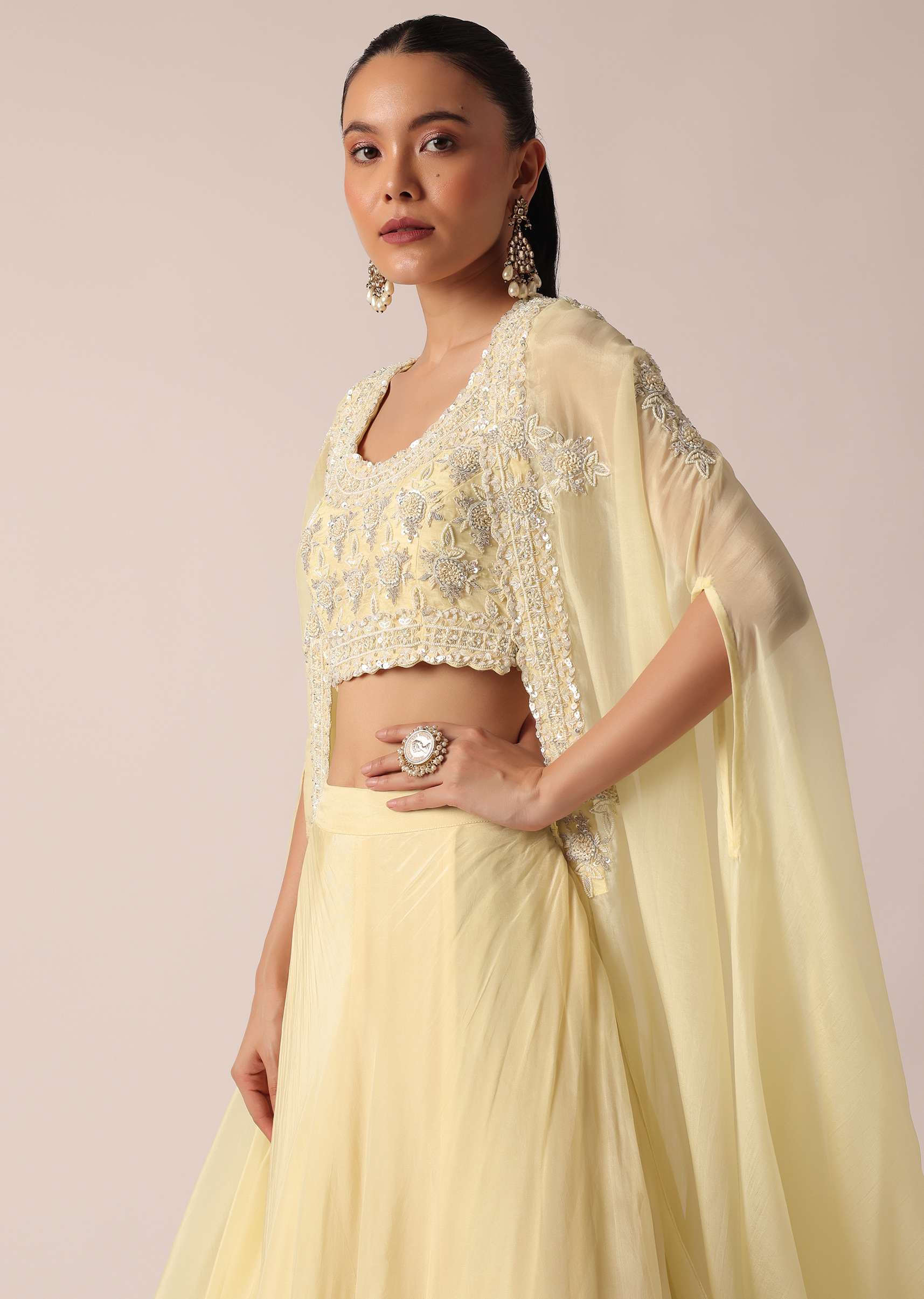Sunlit Charm Yellow Organza Flared Lehenga - Image 2