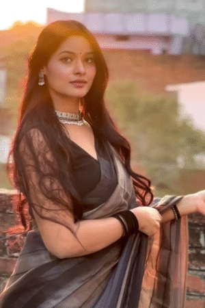 Ethereal Black and Grey Ombre Saree with Elegant Draping