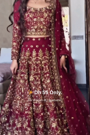 ✨ Royal Maroon Bridal Lehenga – Dh 55 Only! ✨